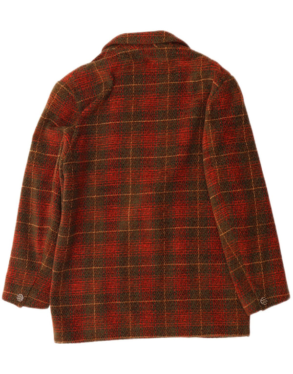 VINTAGE Dame 2-knaps blazerjakke US 10 Stor rød ternet akryl