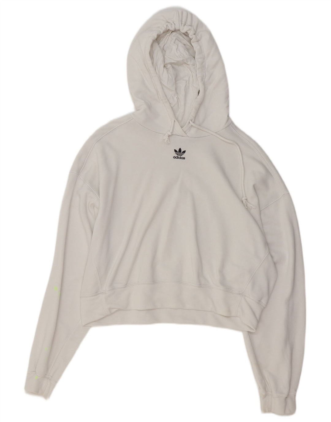 ADIDAS Dame Oversized Crop Hoodie Jumper UK 10 Small White Bomuld