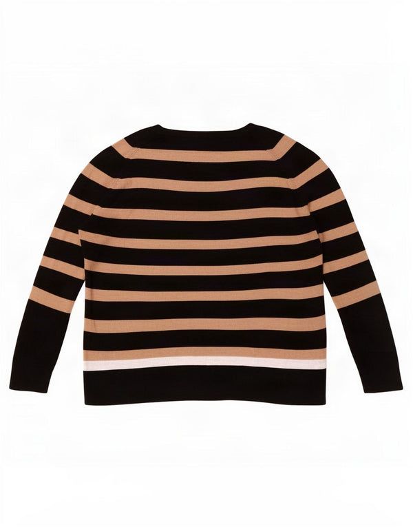 Zara Womens Crop Boat Neck Jumper Sweater UK 10 Small Black Striped