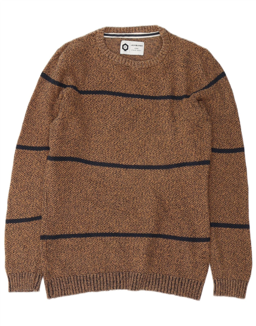 Jack & Jones Herre Core Crew Neck Jumper Sweater Stor brun stribet bomuld