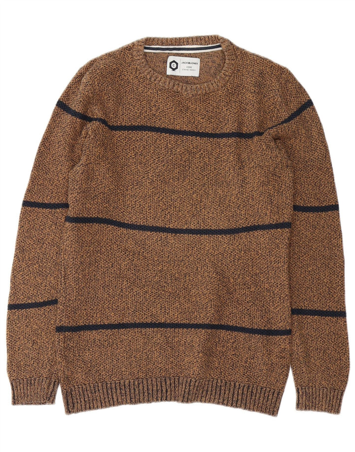 Jack & Jones Herre Core Crew Neck Jumper Sweater Stor brun stribet bomuld
