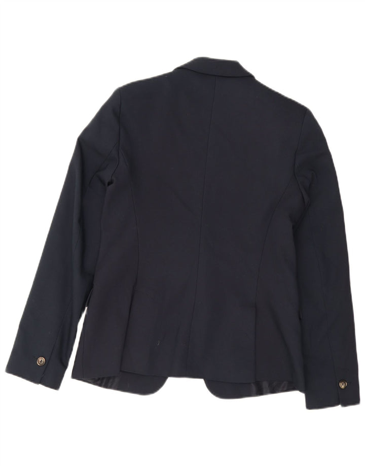 Zara Dame 1 Knap Blazer Jacket UK 12 Medium Navy Blue Bomuld