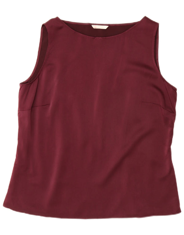 Marks & Spencer Dame ærmeløs bluse Top UK 18 XL Burgundy Polyester