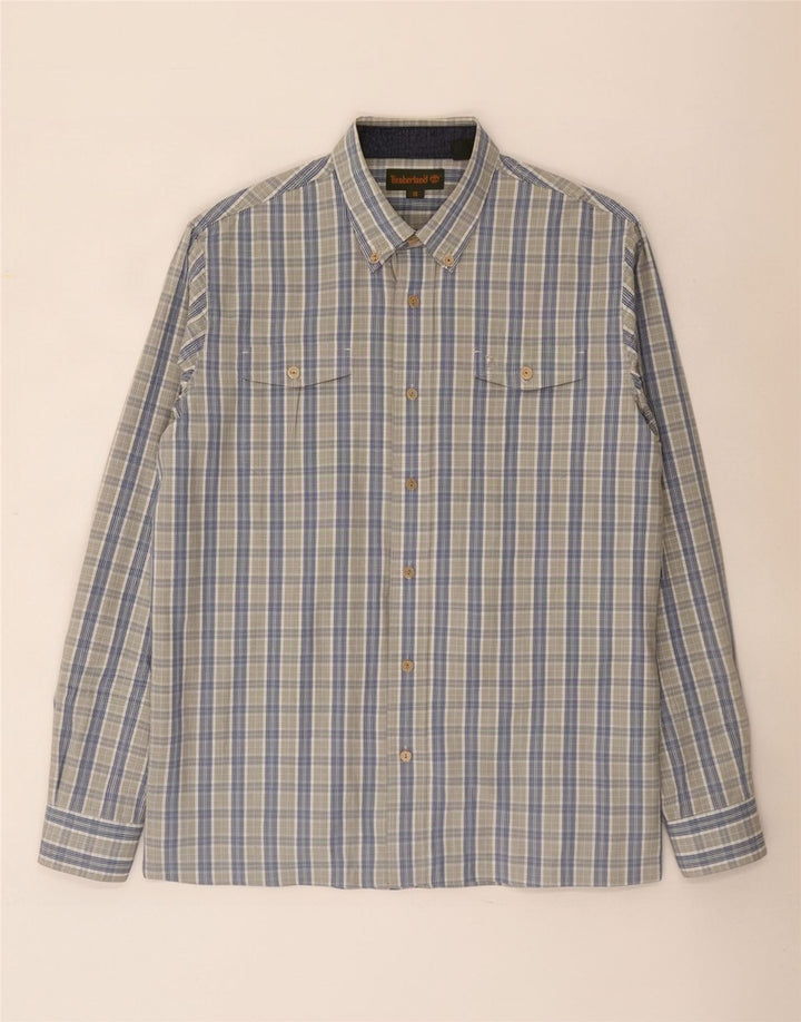 Timberland Herreskjorte XL Blå Plaid Bomuld
