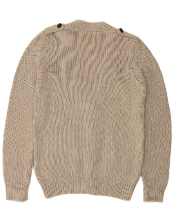 Zara Mens Cardigan Sweater Large Beige Acrylic