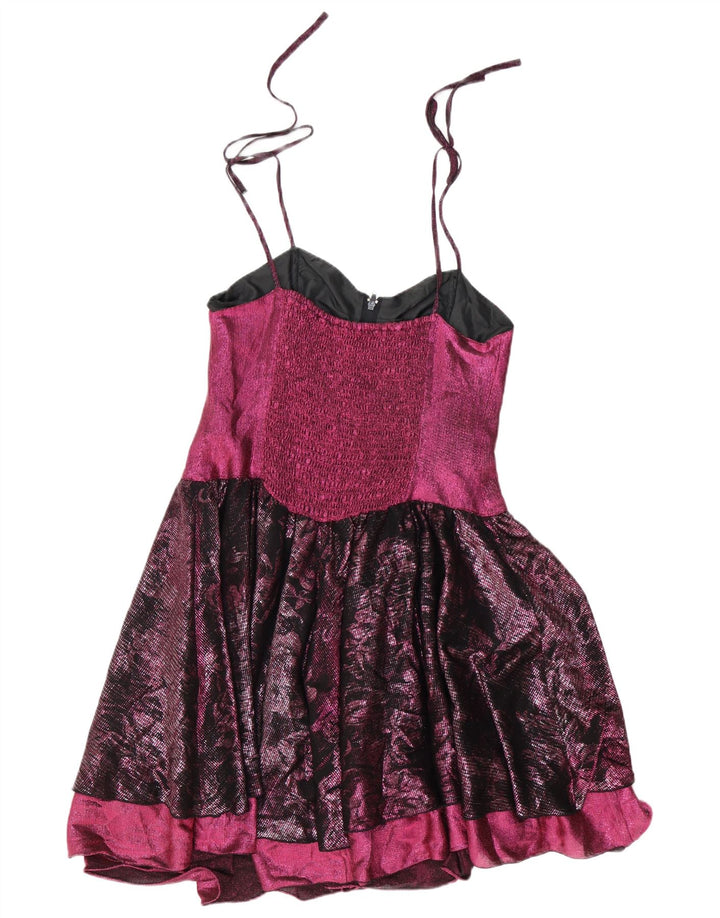Vintage solkjole til kvinder UK 12 Medium Pink Colourblock