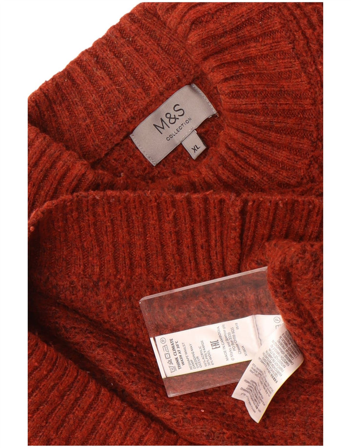 Marks & Spencer Herre Turtle Neck Jumper Sweater XL Maroon Flecked Acryl