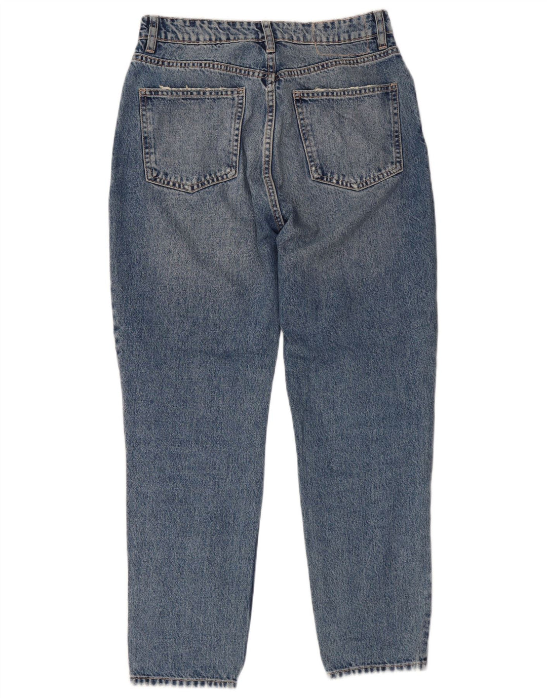 ZARA Dame High Rise Distressed Tapered Jeans EU 38 Small W28 L27 Blå