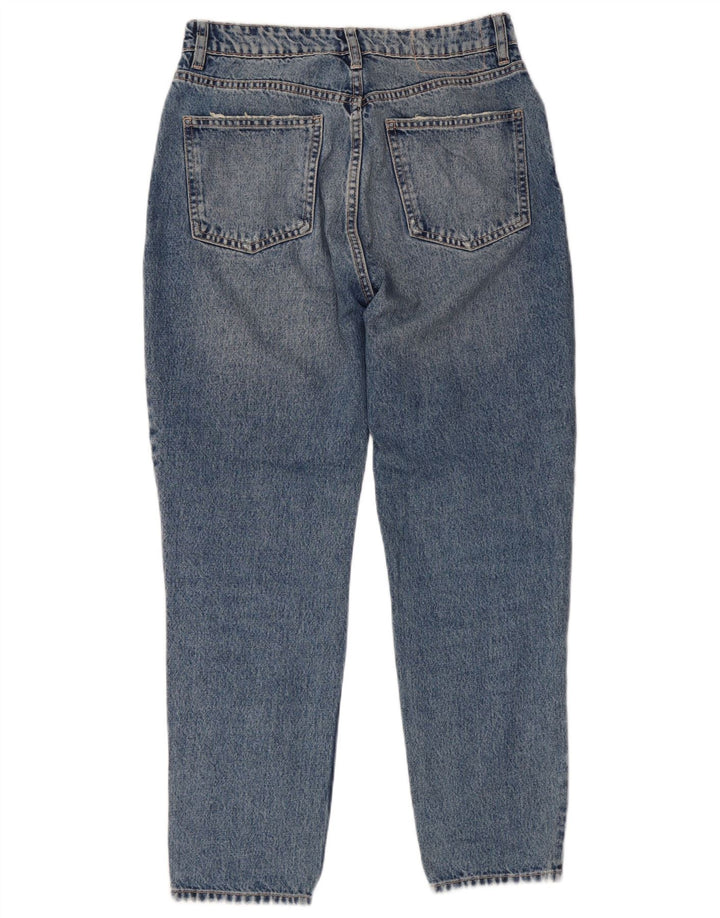ZARA Dame High Rise Distressed Tapered Jeans EU 38 Small W28 L27 Blå