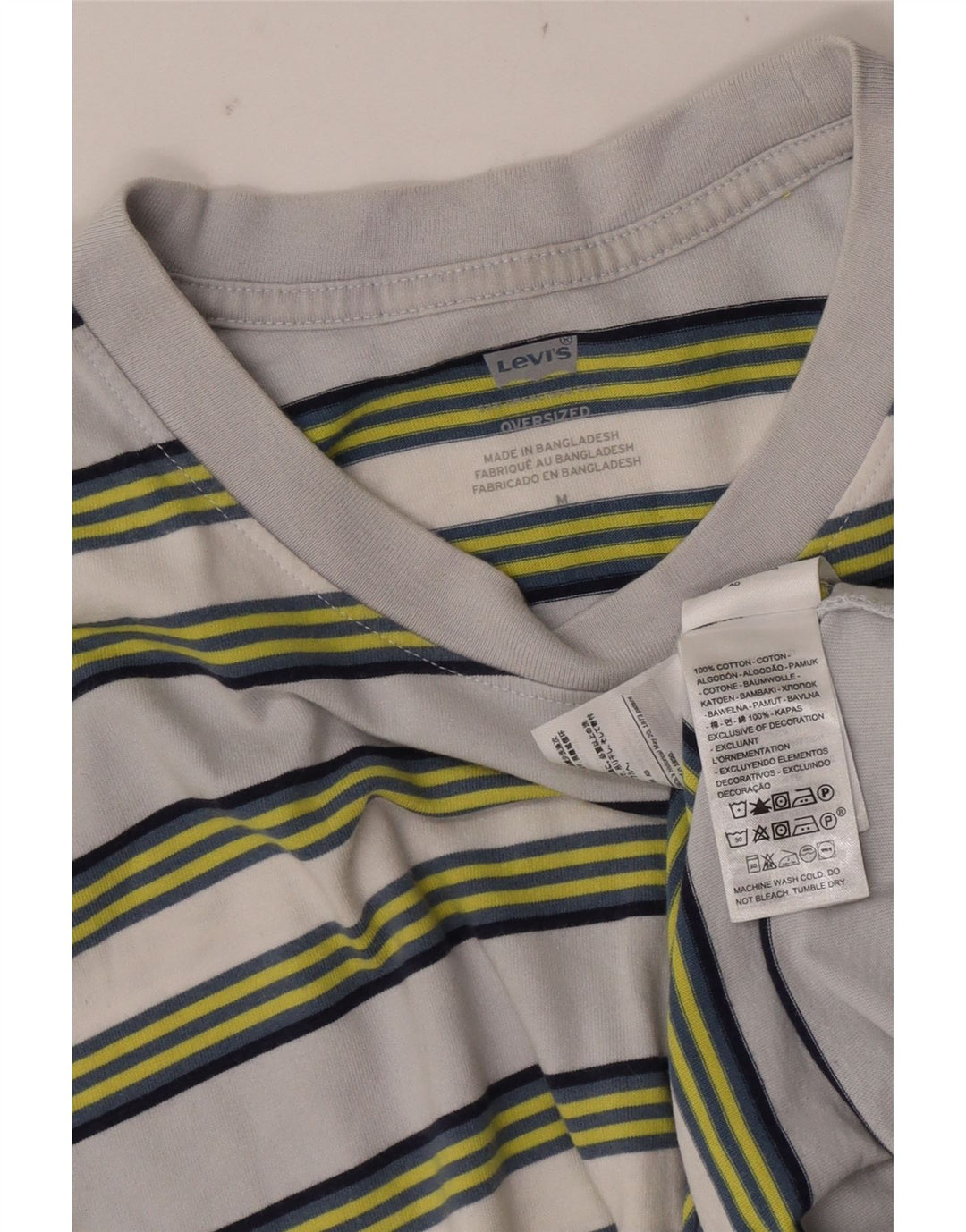Levi's Herre oversized T-shirt top mellemgrå stribet bomuld