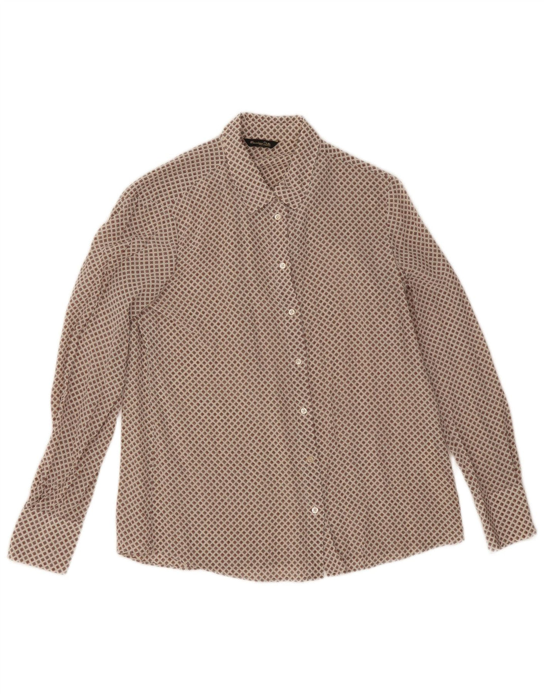Massimo Dutti Dame Skjorte Bluse EU 38 Lille Beige Geometrisk Silke
