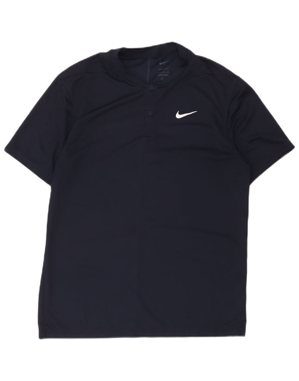 Nike Herre Dri Fit T-shirt Top Medium Marineblå Polyester