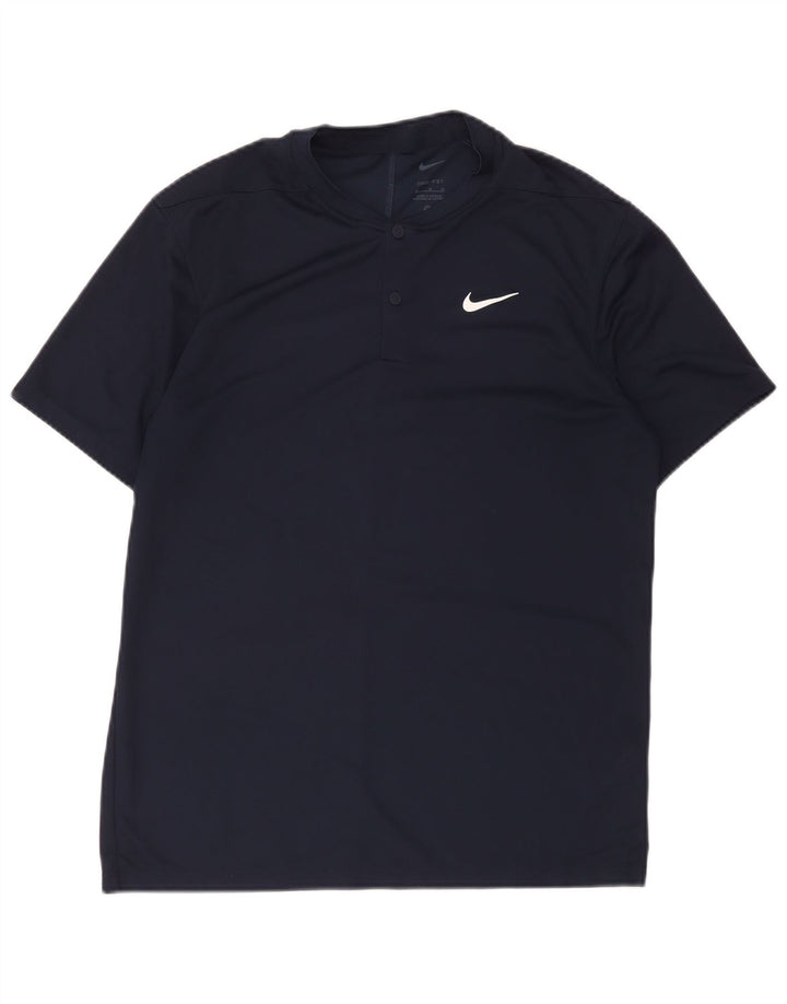 Nike Herre Dri Fit T-shirt Top Medium Marineblå Polyester