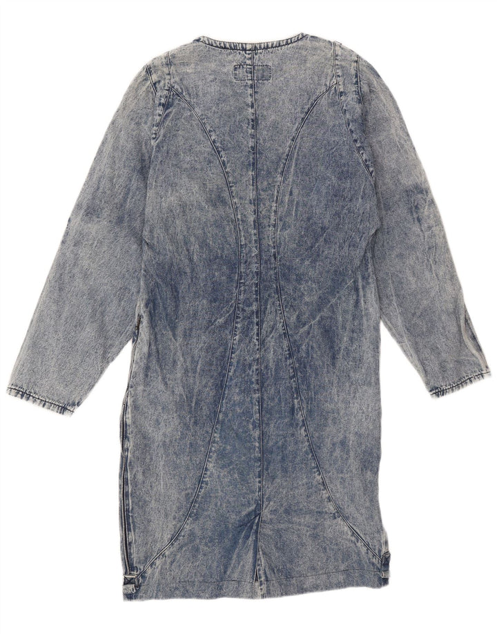 POP 84 Dame Langærmet Denim Kjole UK 14 Medium Blue Bomuld