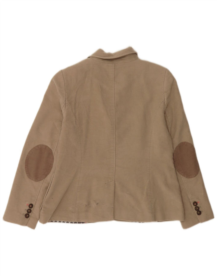 Boden Dame 2 Button Blazer Jacket UK 16 Stor Beige Bomuld