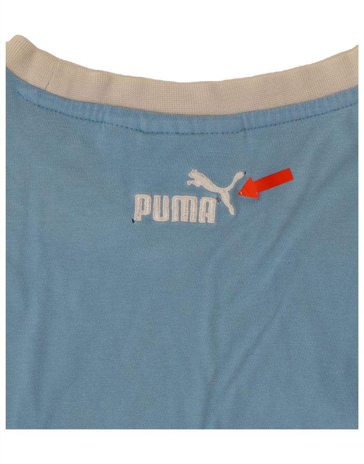 PUMA Mens Graphic T-Shirt Top Large Blue Cotton Vintage Puma and Second-Hand Puma from Messina Hembry 