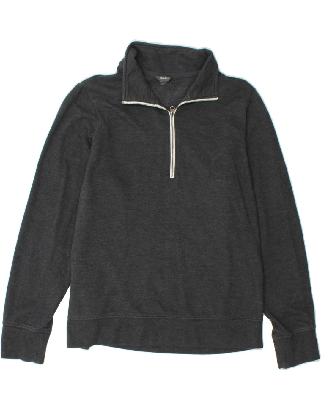 EDDIE BAUER Womens Zip Neck Sweatshirt Jumper UK 10 Small Grey Cotton Vintage Eddie Bauer and Second-Hand Eddie Bauer from Messina Hembry 