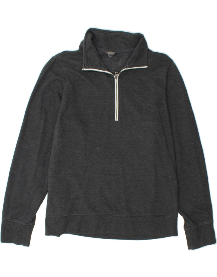 EDDIE BAUER Womens Zip Neck Sweatshirt Jumper UK 10 Small Grey Cotton Vintage Eddie Bauer and Second-Hand Eddie Bauer from Messina Hembry 