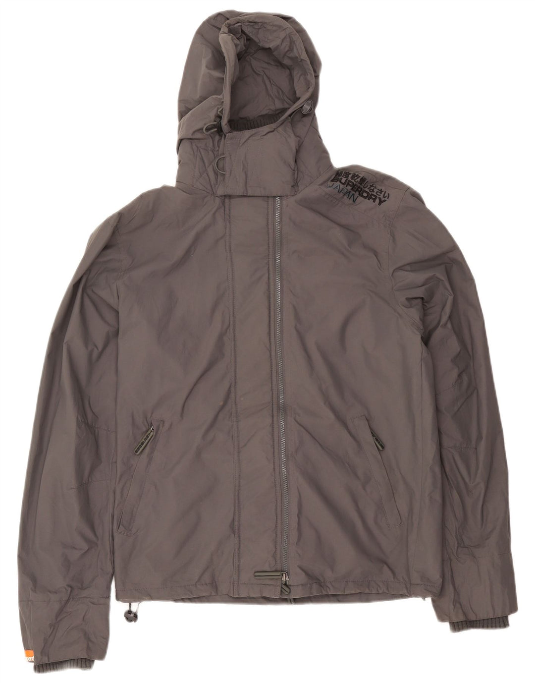 Superdry Windbreaker-jakke med hætte til mænd UK 40 Stor grå nylon