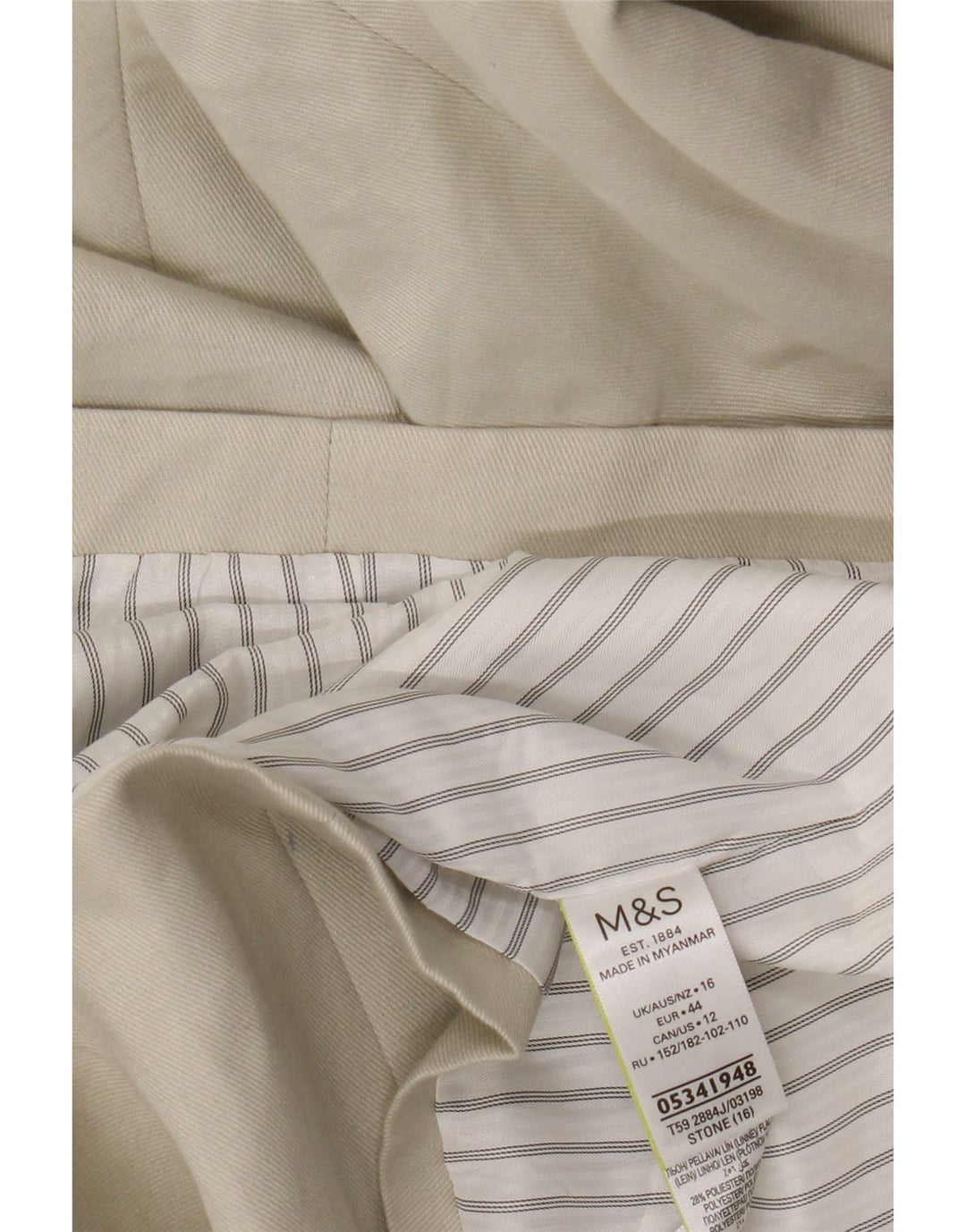 Marks & Spencer Dame Dobbeltradet Blazer Jacket UK 16 Large Beige