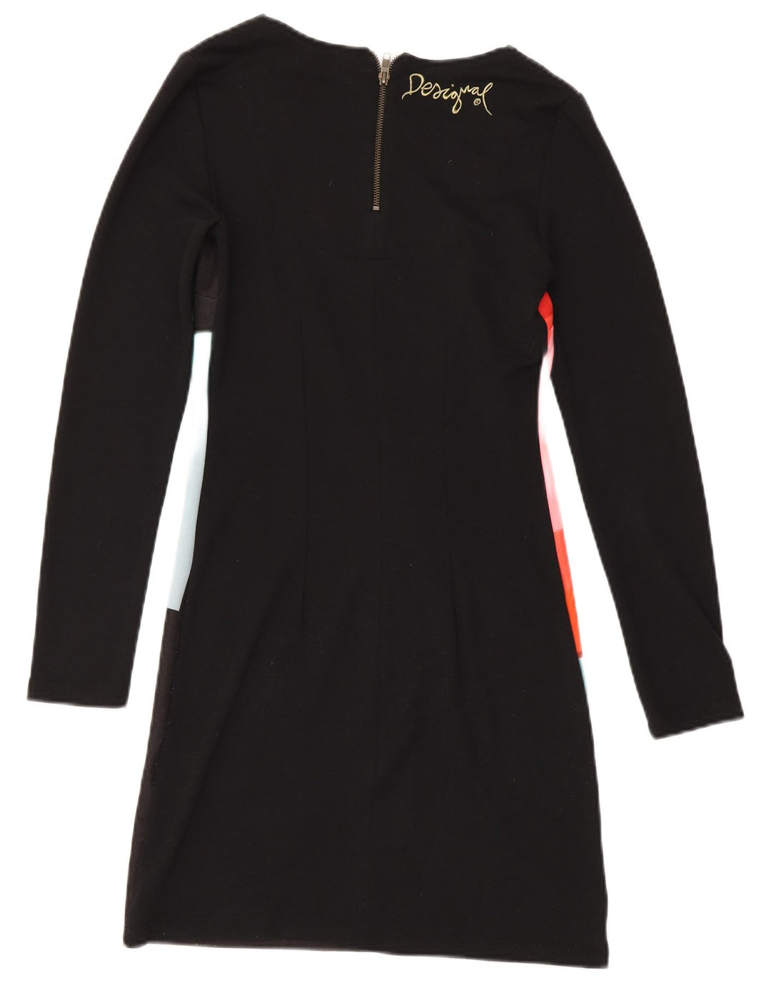 Desigual Womens Basic Dress UK 12 Medium Sort Geometrisk Polyester