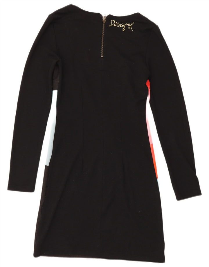 Desigual Womens Basic Dress UK 12 Medium Sort Geometrisk Polyester