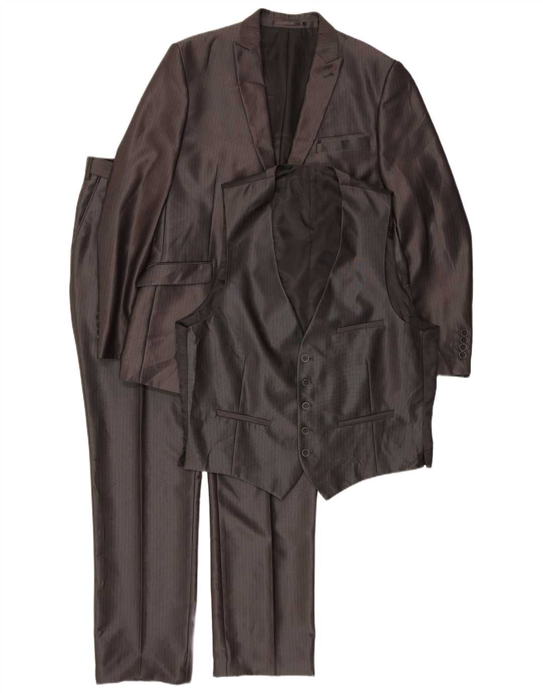 Angelo Litrico Herre 3-delt jakkesæt EU 54 2XL W38 L30 Grey Pinstripe Classic