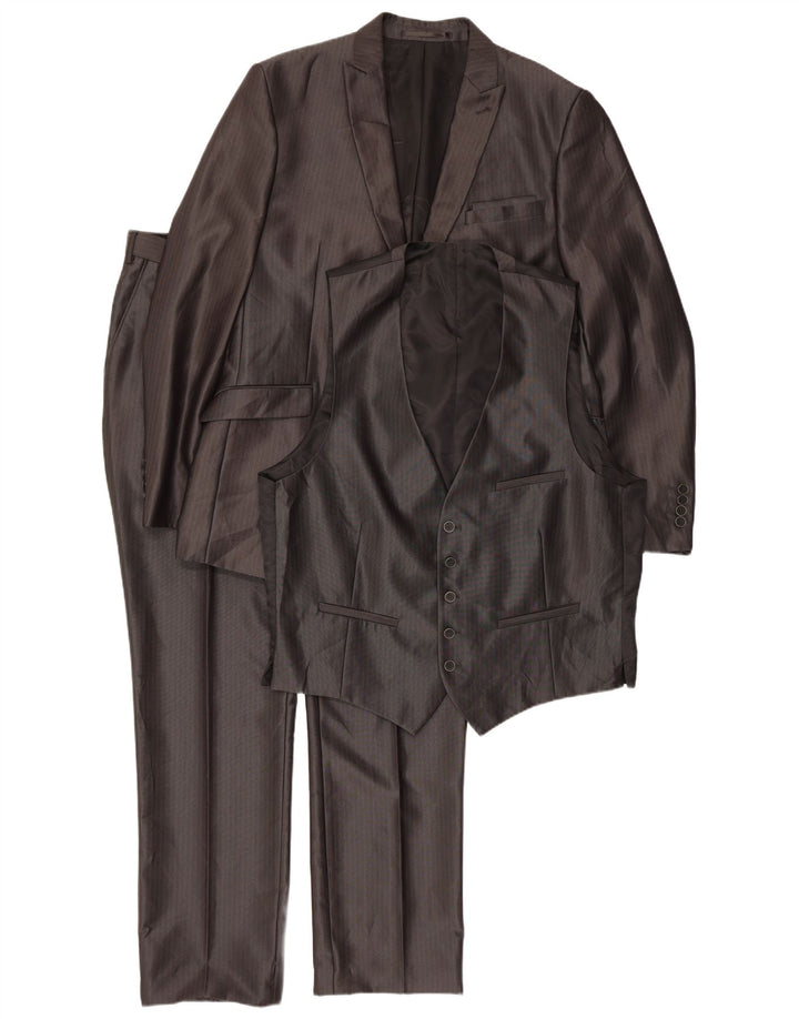 Angelo Litrico Herre 3-delt jakkesæt EU 54 2XL W38 L30 Grey Pinstripe Classic