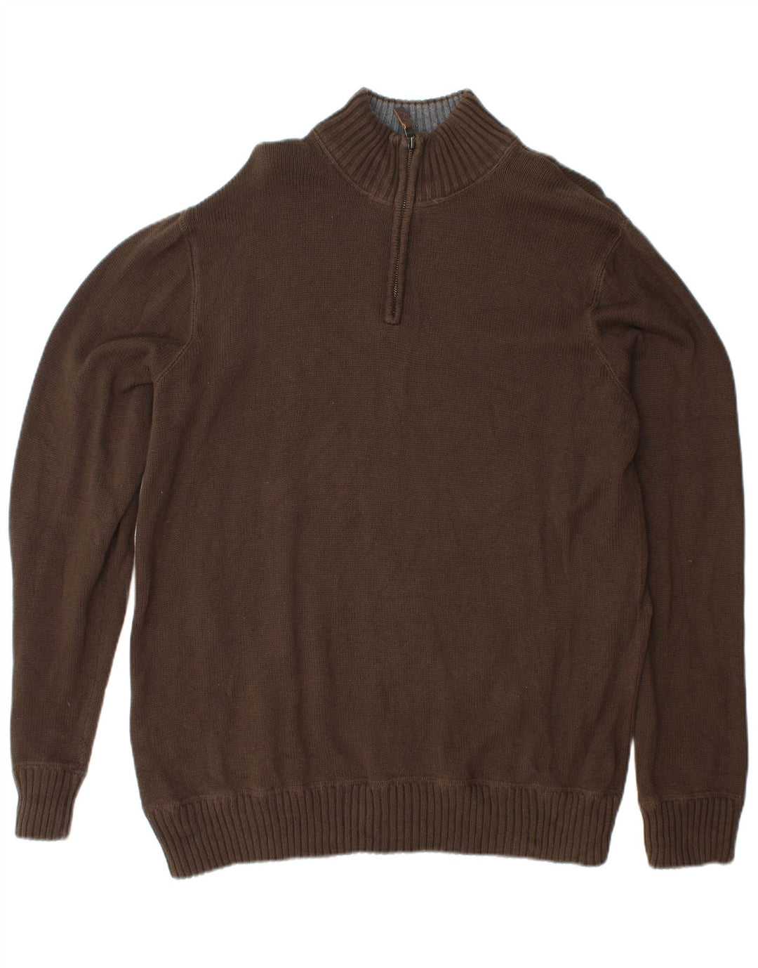 EDDIE BAUER Sweater med lynlås til mænd Stor brun bomuld