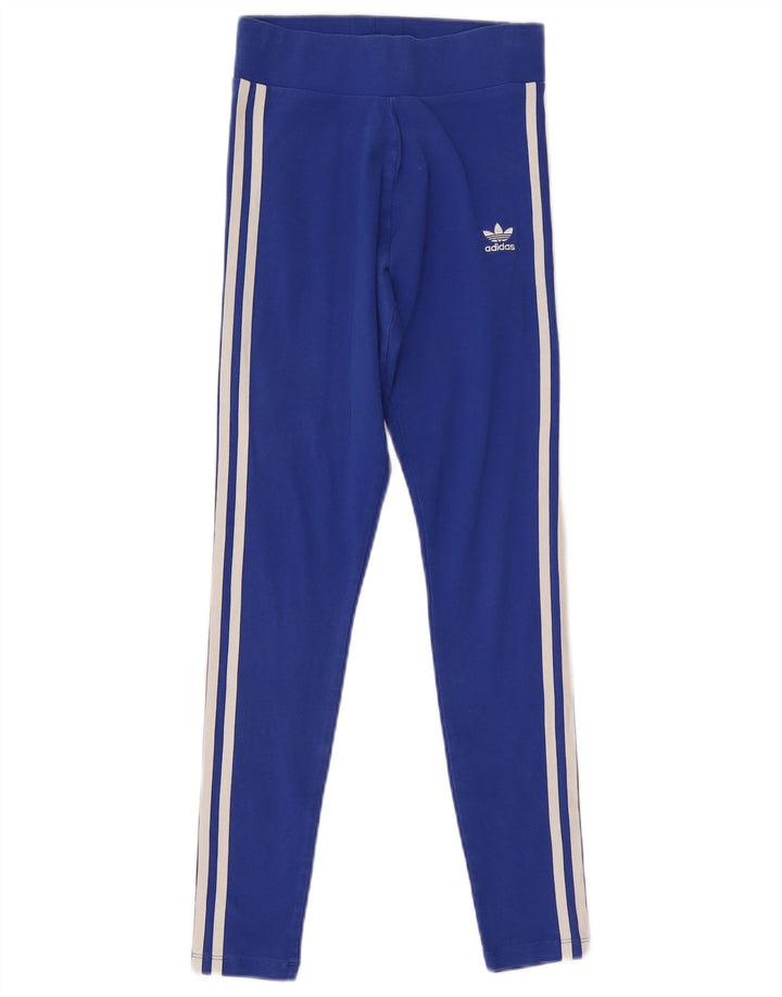 Adidas Dame Leggings UK 8 Small Blue Cotton