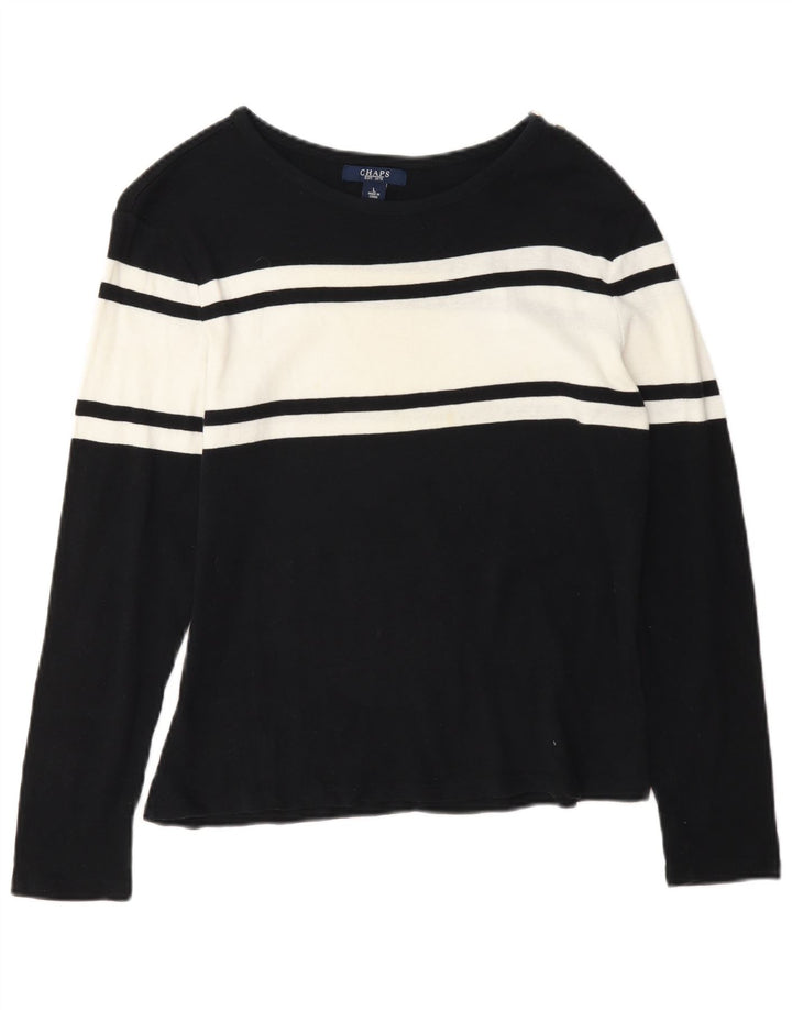 Chaps Dame Top Langærmet UK 14 Large Navy Blue Colourblock Bomuld