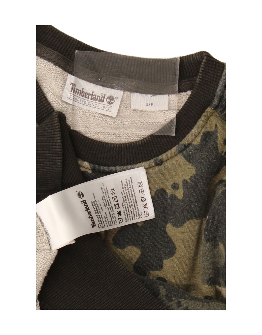 TIMBERLAND Mens Sweatshirt Jumper Small Khaki Camouflage Cotton