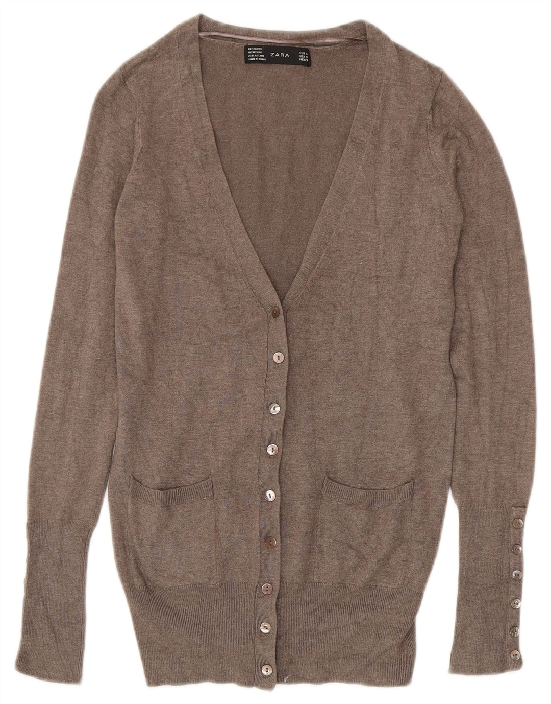 ZARA cardigan sweater til kvinder UK 10 Small Grey Rayon