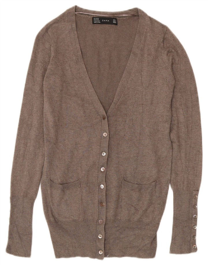 ZARA cardigan sweater til kvinder UK 10 Small Grey Rayon