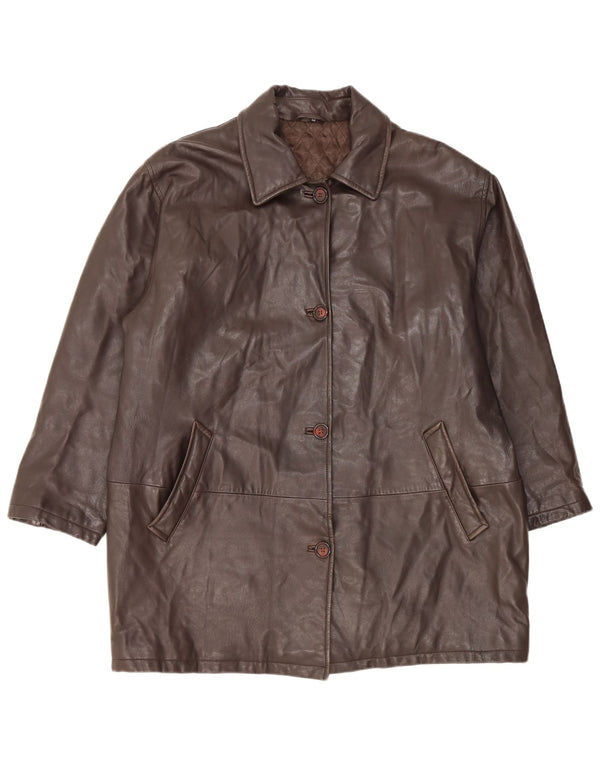 Maddox Womens Loose Fit Læderfrakke EU 42 Large Brown