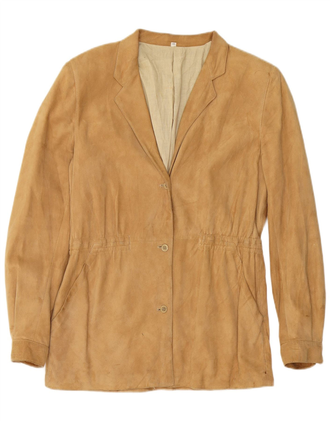 Vintage dame ruskindsjakke IT 46 Stort beige læder