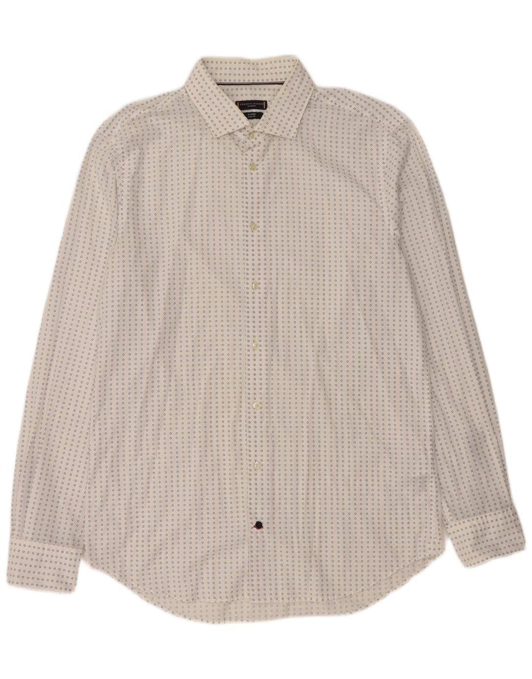 TOMMY HILFIGER Mens Tailored Shirt Size 42 16 1/2 Large White Geometric