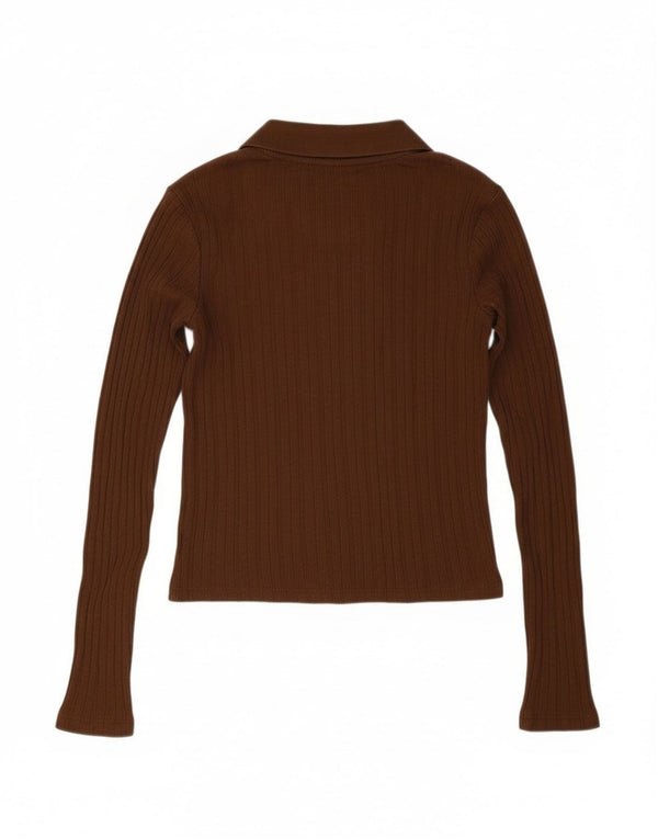 Zara Womens Crop Cardigan Sweater UK 10 Small Brown