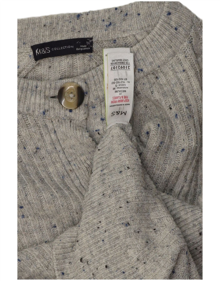 Marks & Spencer Dame Cardigan Sweater UK 14 Medium Grey Flecked Acryl
