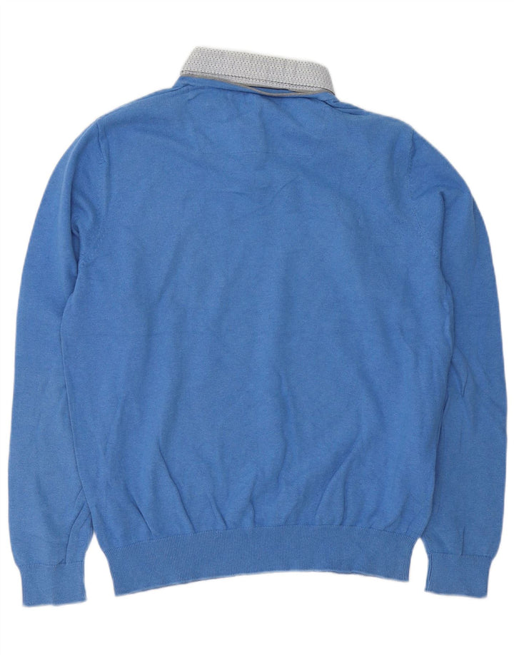 Marks & Spencer Herre Polo Neck Jumper Sweater Medium Blue Classic