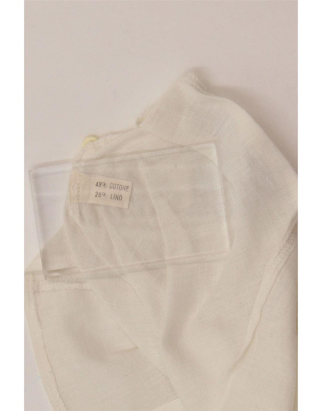 VINTAGE Kortærmet skjortebluse til kvinder UK 12 Medium White Bomuld