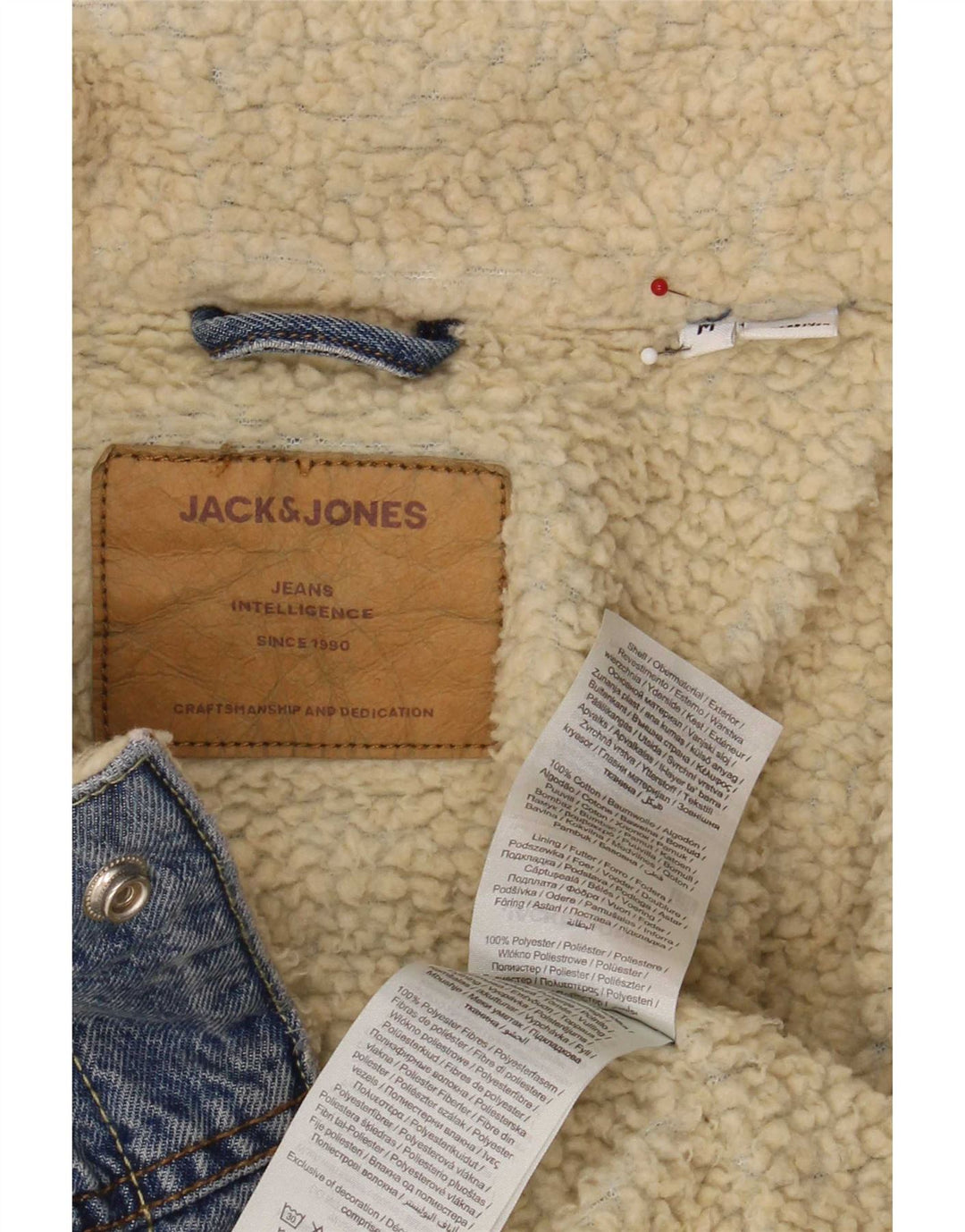 Jack & Jones Herre Denim Sherpa Jacket UK 38 Medium Blue Cotton