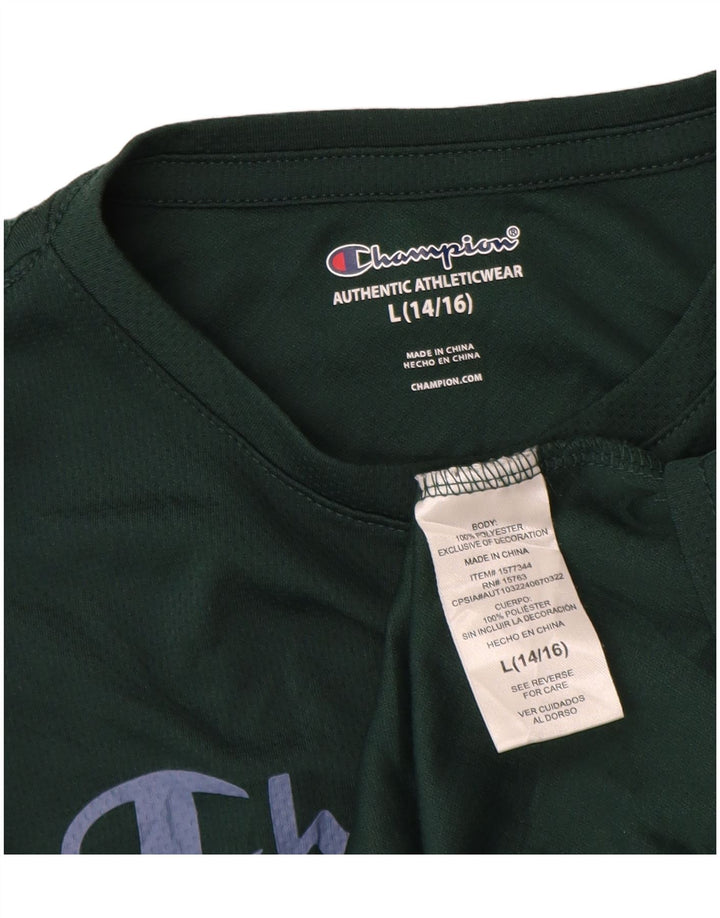 Champion Boys Grafisk T-Shirt Top 14-15 År Stor Grøn Polyester