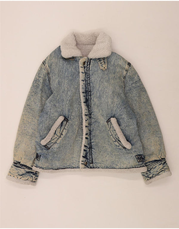 Rifle Herre Sherpa Denim Jacket UK 40 Large Blue Cotton Retro
