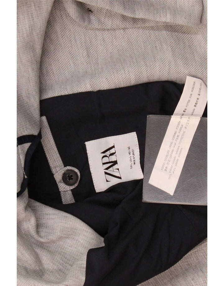 Zara Herre 2-knaps blazerjakke UK 40 Large Grå Flecked Polyester
