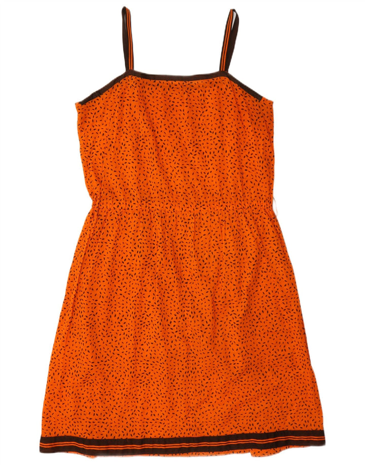 Vintage solkjole til kvinder UK 14 Medium Orange Plettet
