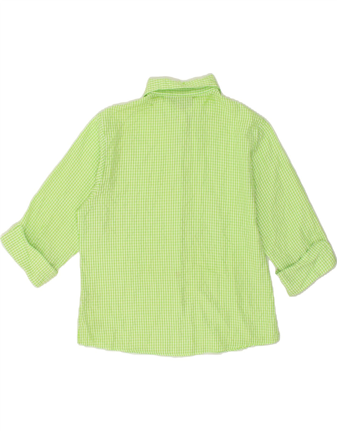 VINTAGE Womens 3/4 Sleeve Shirt Blouse EU 38 Medium Green Gingham Viscose Vintage Vintage and Second-Hand Vintage from Messina Hembry 