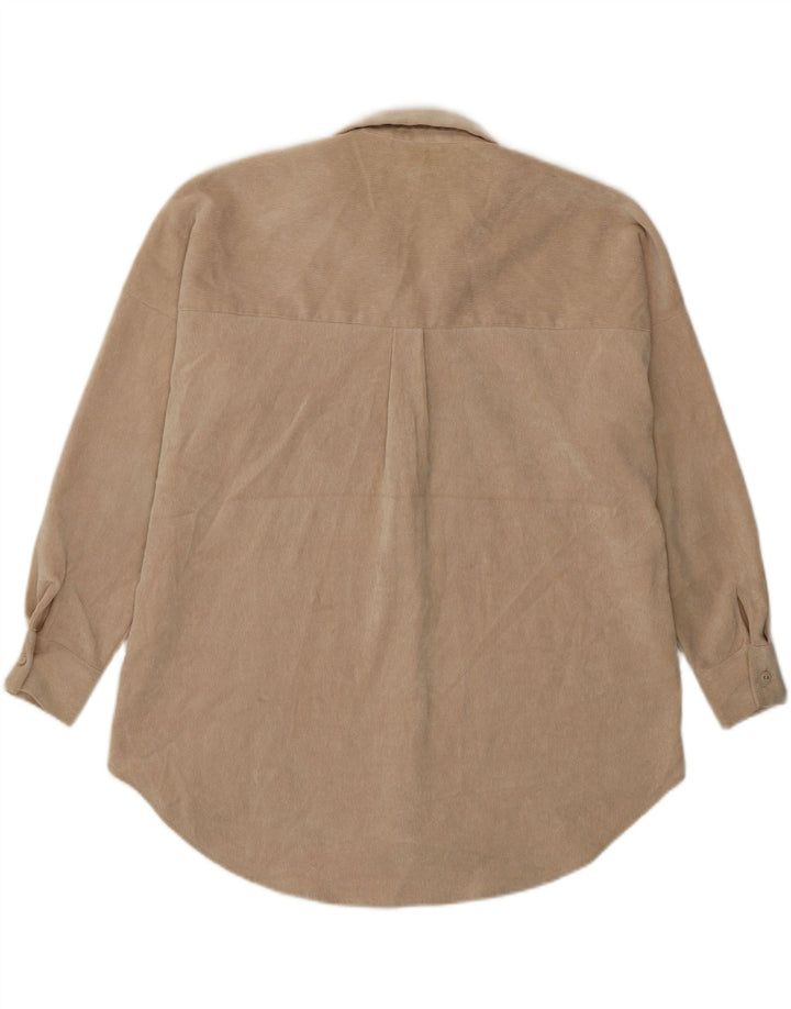 Zara Dame Oversized Corduroy Skjorte UK 6 XS Beige Polyester