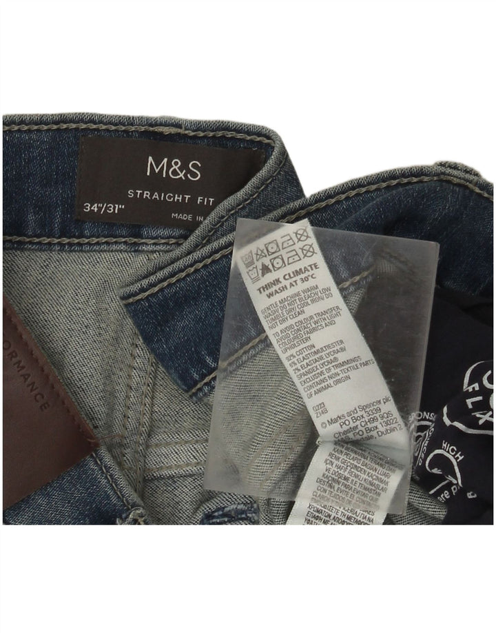Marks & Spencer Straight Jeans til mænd W34 L31 Blå bomuld