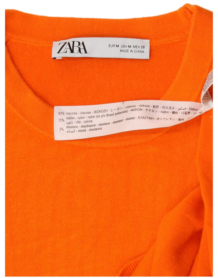 Zara Dame Vest Tank Top UK 12 Medium Orange Viscose